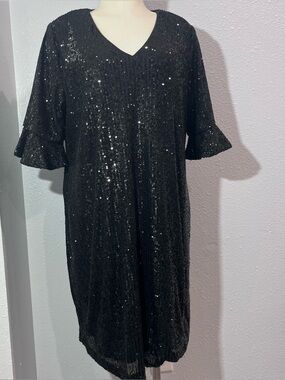 CeCe Women's 1X Black Sequin Cocktail
V-Neck Dress